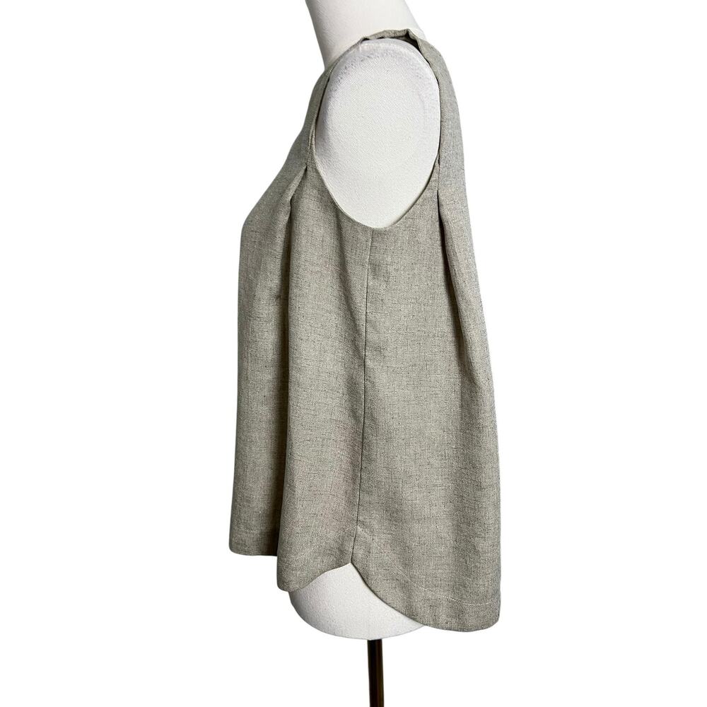 Martinique Beige Sleeveless Blouse Boat Neck Woven Basic Loose Casual Cruise - Picture 4 of 7